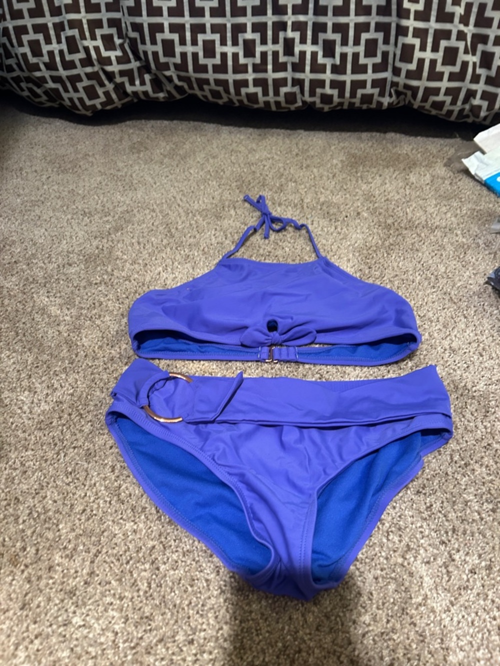 Dillard’s (Raisins)Girls Royal Purple Two-Piece Bikini Set with Decorative Ring